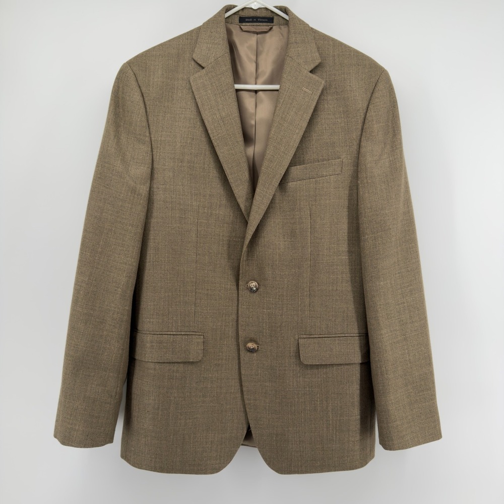 Chaps Mens 40R Brown Linen Blend Two Button Blazer Sport Coat